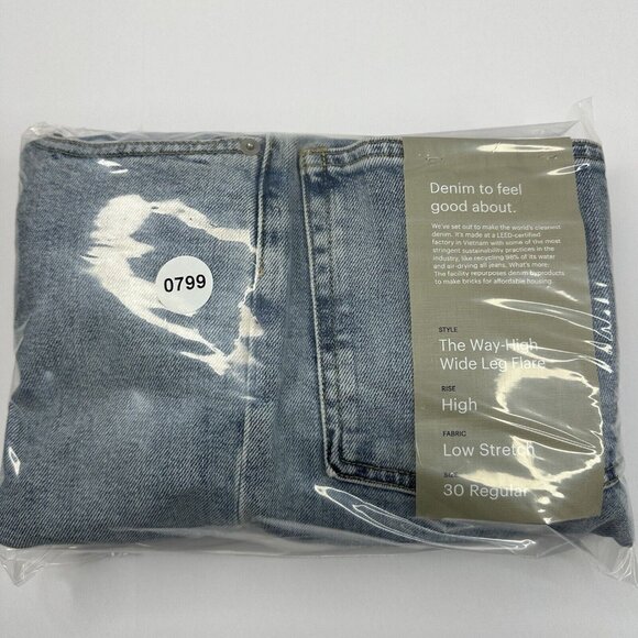 Everlane‎ Women's NWT Light Blue The Way-High Wide Leg Flare Jean W30/L29.25 - Picture 13 of 13
